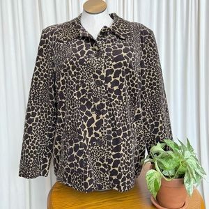Giraffe Print Corduroy Button Up Blazer - X-Large